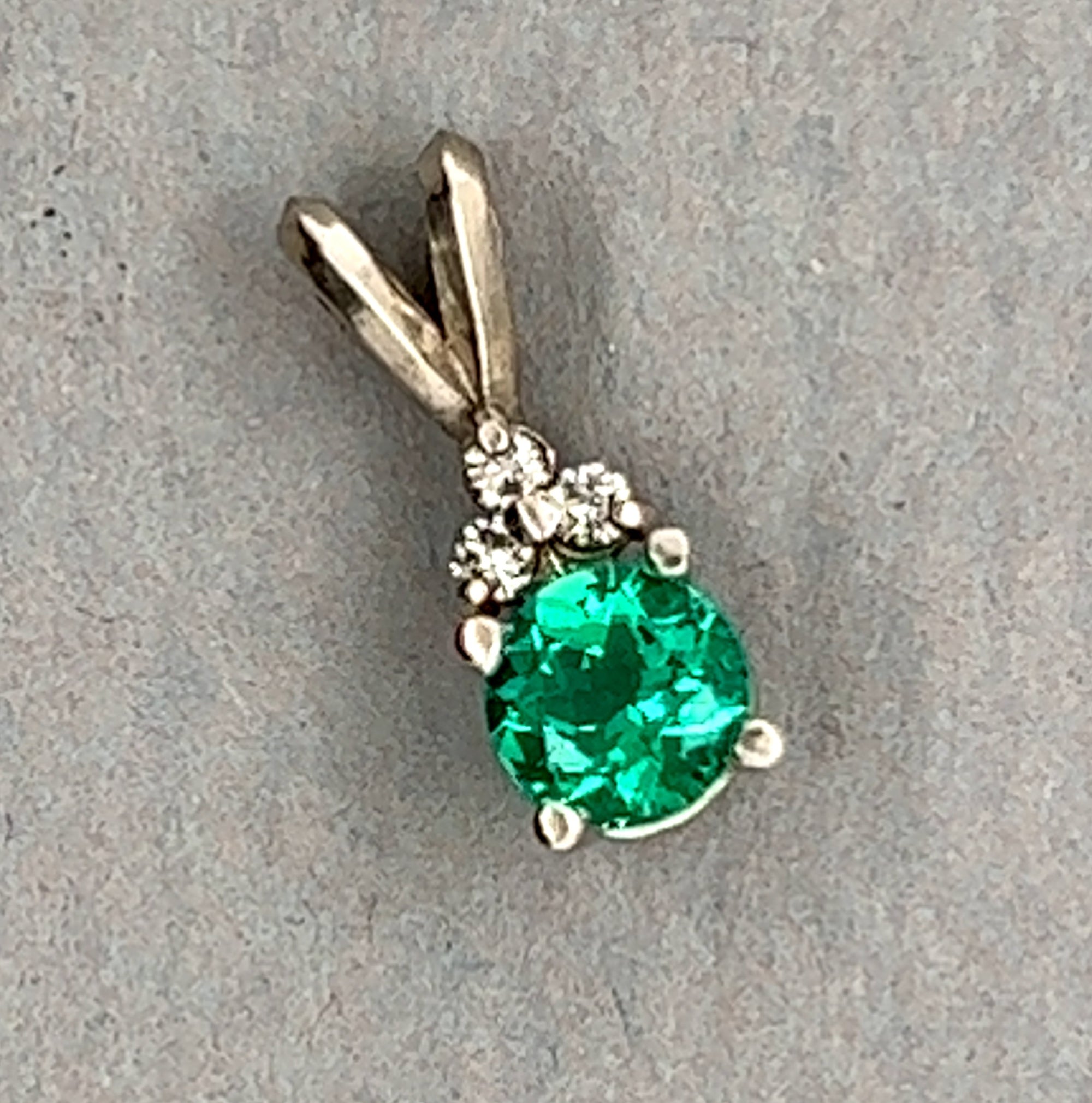 A Lab Created Emerald & Diamond Pendant
