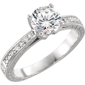14K White 6.5mm Round 1/6 CTW Diamond Semi-set Engagement Ring 651864