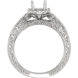 14K White 1/2 CTW Diamond Semi-set Engagement Ring for 5.5mm Round Center 651713