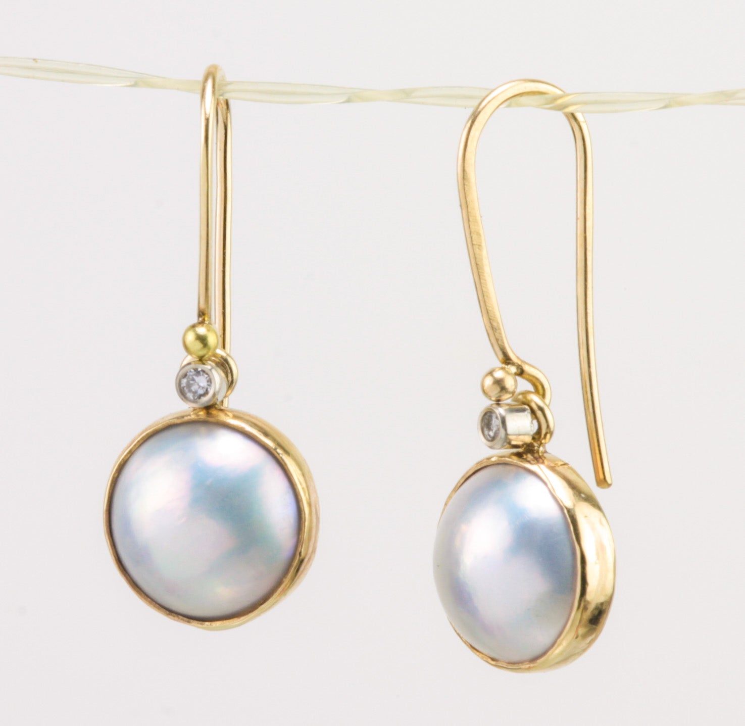 Mabé Pearl & Diamond Gold Earrings