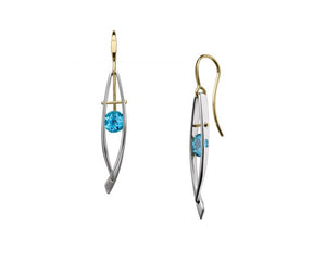 Ed Levin Sterling Silver and 14kt Gold Ascend Gemstone Earrings