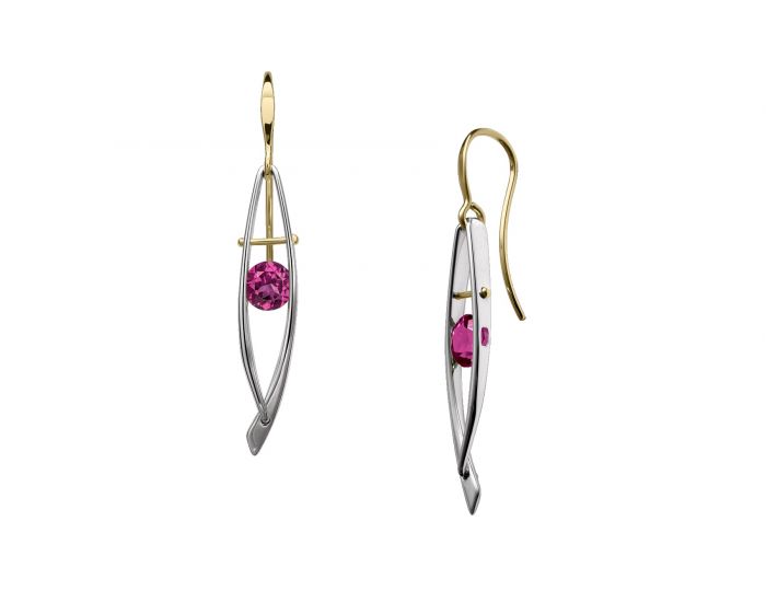 Ed Levin Sterling Silver and 14kt Gold Ascend Gemstone Earrings