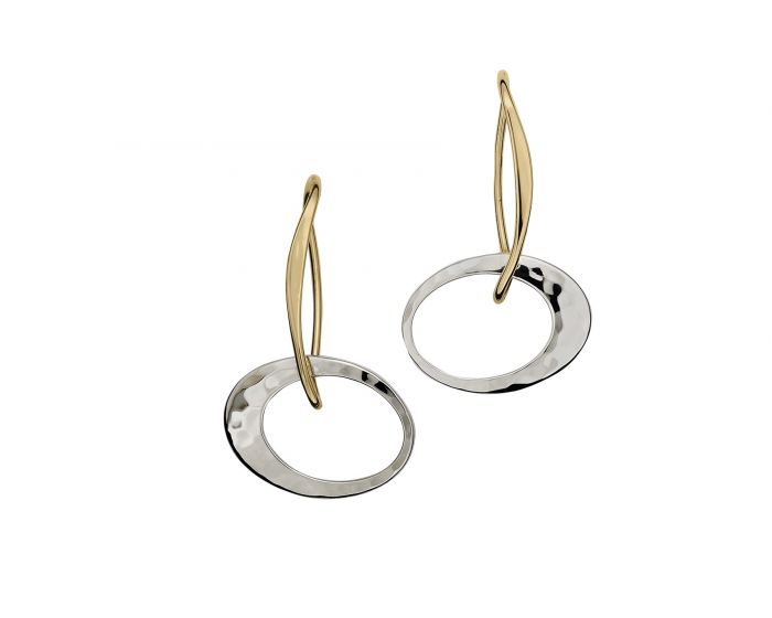 Ed Levin Sterling Silver and 14kt Gold Petite Elliptical Earrings