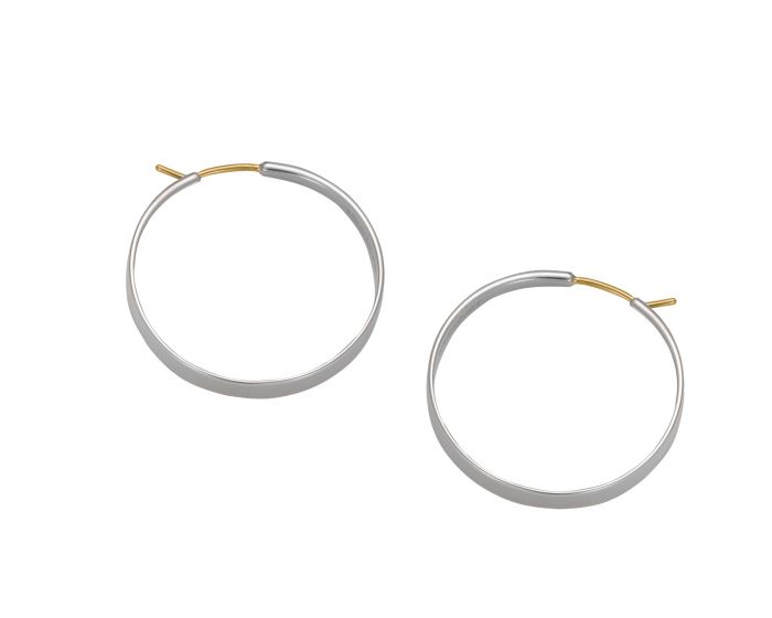 Ed Levin Silver Classic Forged Hoop Earrings