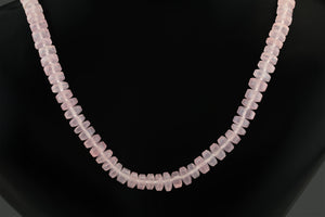 18" Rose Quartz Rondell Necklace 14kt Yellow Gold Lobster Clasp