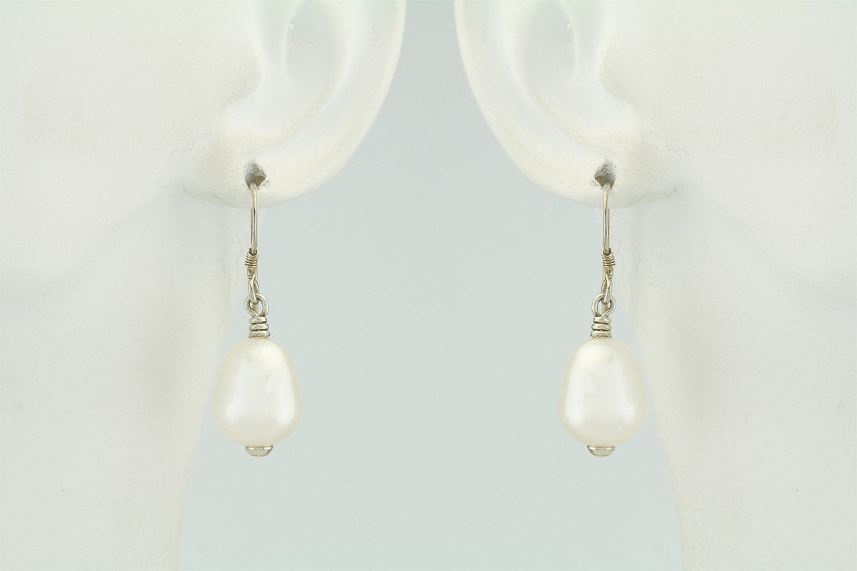 Freshwater Teardrop Pearl Sterling Silver Earrings