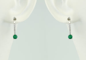 Emerald and Diamond 18kt White Gold Earrings