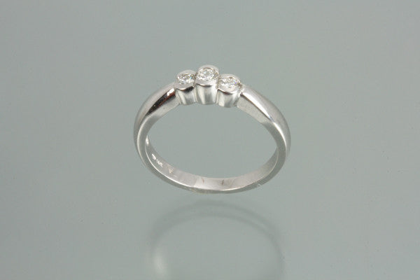 1/5 CT 3 Stone 14KT White Gold Diamond Ring