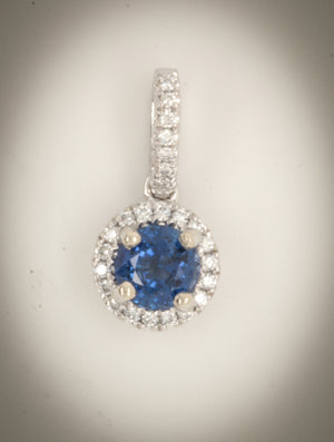 Sapphire & Diamond White Gold Pendant