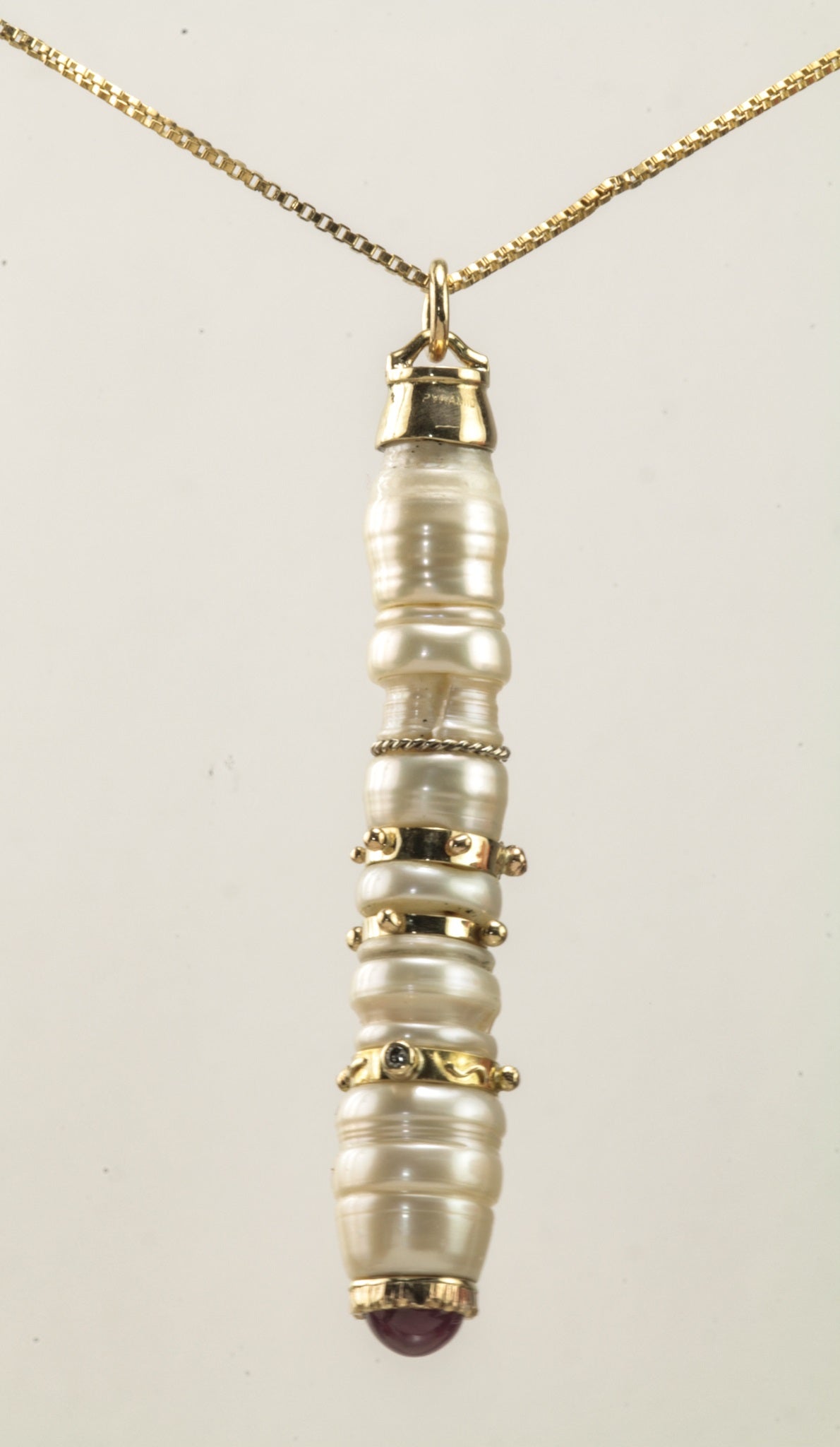 Stick Pearl With Ruby & Diamond