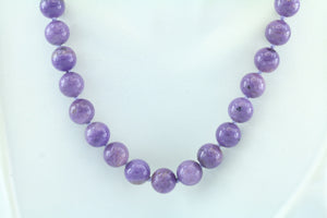 Charoite 8mm Beaded Necklace 20" Sterling Clasp