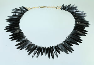 Black Jade Collar Necklace 14kt Gold
