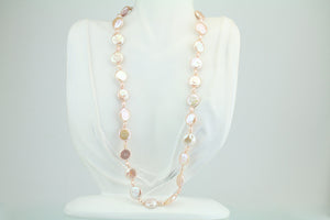 Freshwater Coin Pearl Necklace 21"