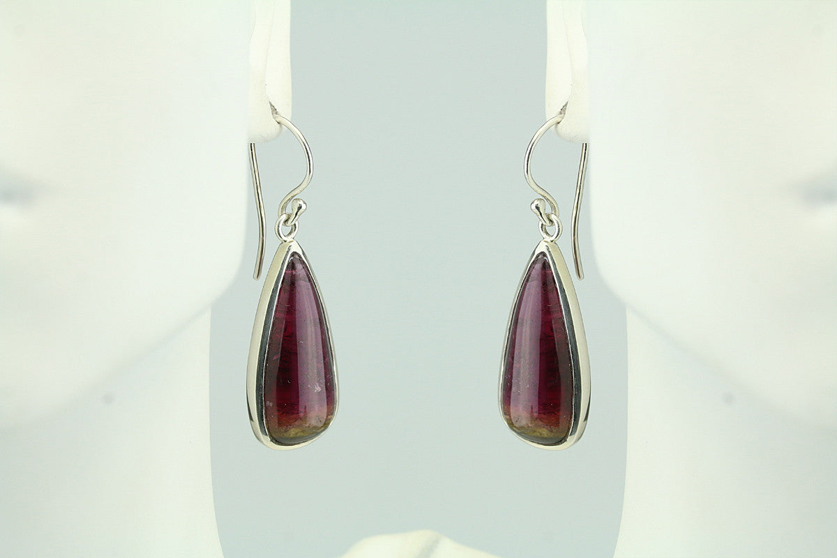 Bicolor tourmaline sterling earrings
