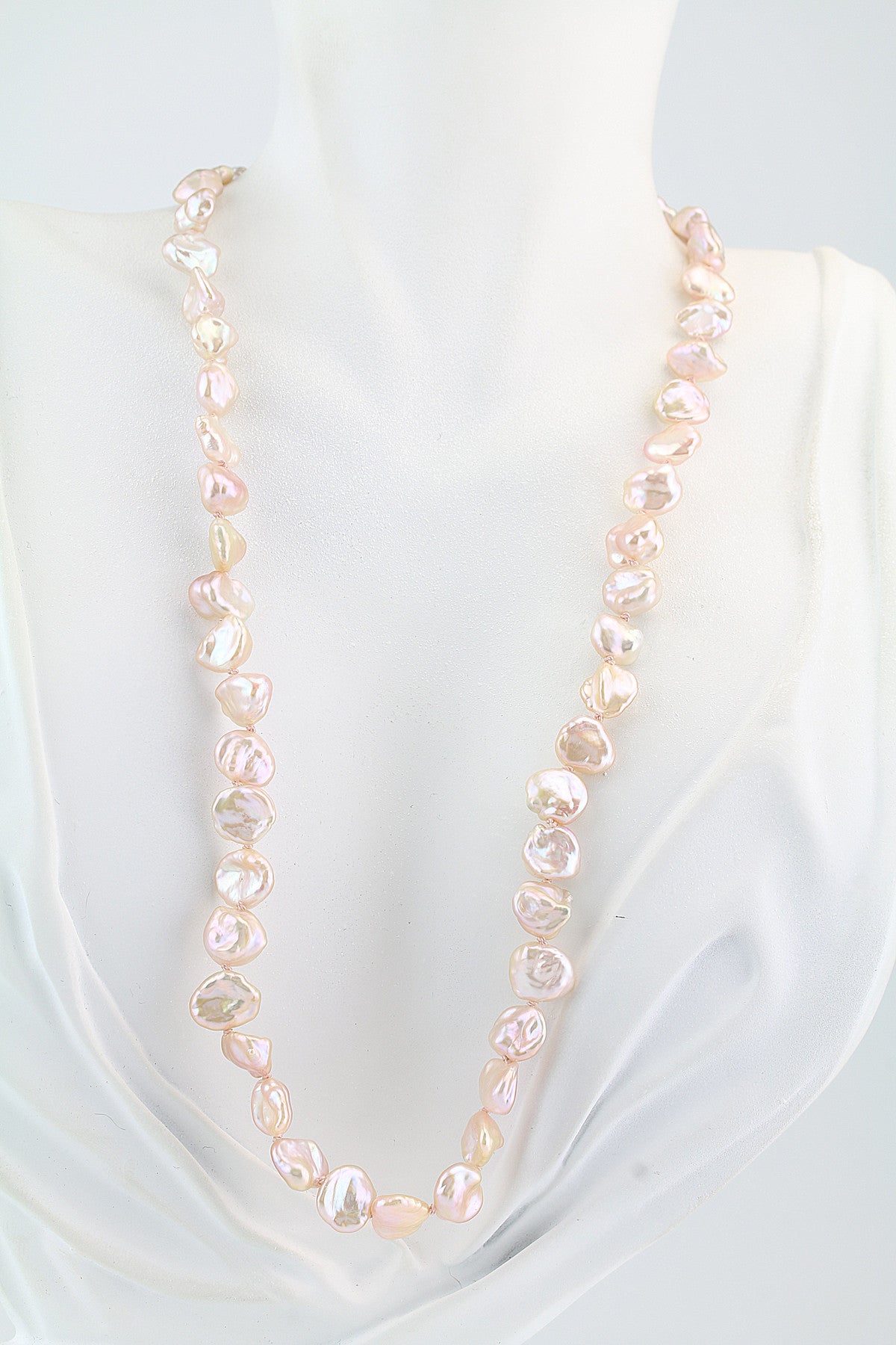 Freshwater Keshi  Pearl Necklace With Southern Gates Clasp 18.5"