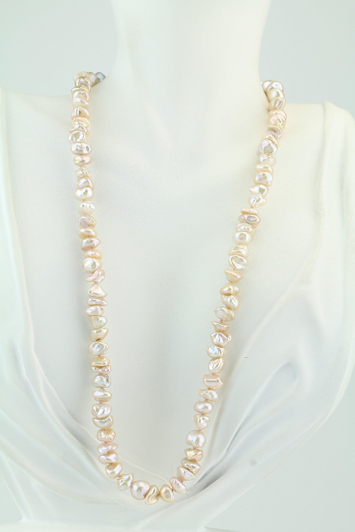 thumbnail image 2 of Handmade 25mm Freshwater Keshi Pearl & Green Jade Multi-Strand Necklace 2 of 5