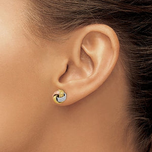 Leslie's 14K Tri Color Knot Polished Diamond Cut Post Earrings