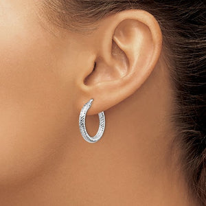 Leslie's 14kt White Gold Diamond Cut Round Hoop Earrings