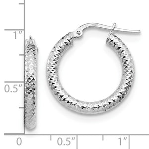 Leslie's 14kt White Gold Diamond Cut Round Hoop Earrings