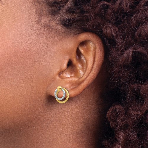 Leslie's 14K Two-tone Polished Post Dangle Earrings