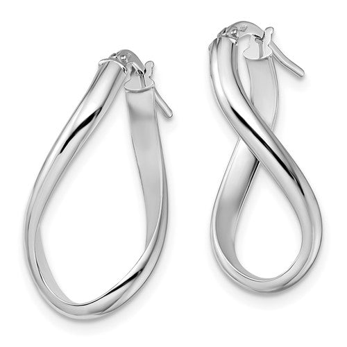 Leslie's 14kt White Gold Polished Oval Twisted Hoop Earrings
