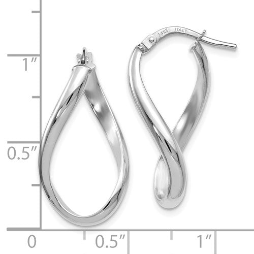 Leslie's 14kt White Gold Polished Oval Twisted Hoop Earrings