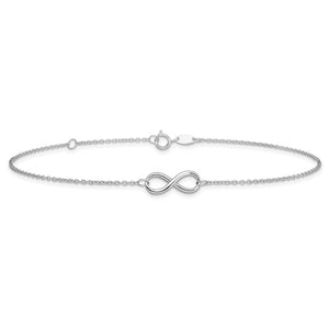Leslie's 14K White Gold Polished Infinity with 1in ext. Anklet