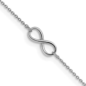 Leslie's 14K White Gold Polished Infinity with 1in ext. Anklet
