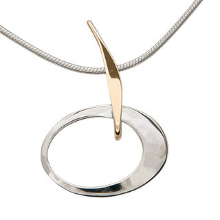 Silver and 14kt Gold Petite Elliptical Pendant