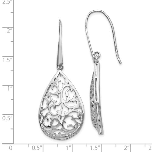 Leslie's Sterling Silver Polished Cut Out Teardrop Dangle Earrings