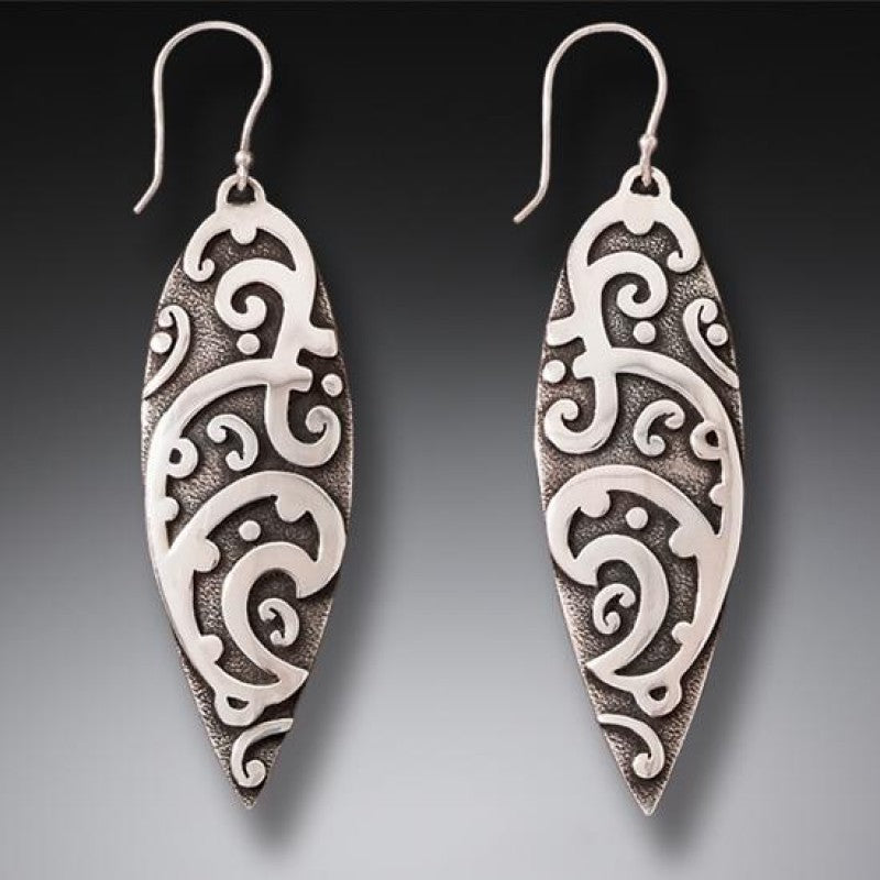 "Maori Surf Design" Sterling Silver Earrings