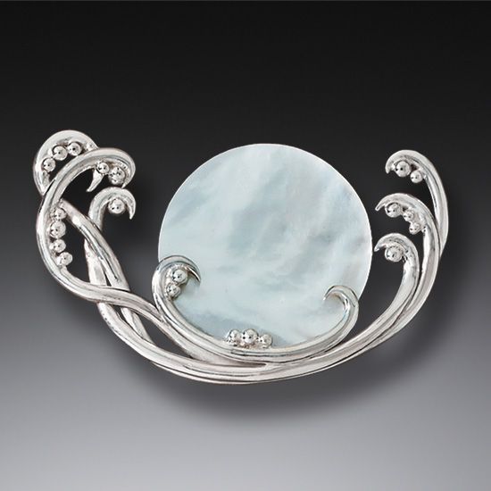Broche épingle Argentée Et Grise Avec Perle - Occasion - Style Moderne - Pierre Principale Perle