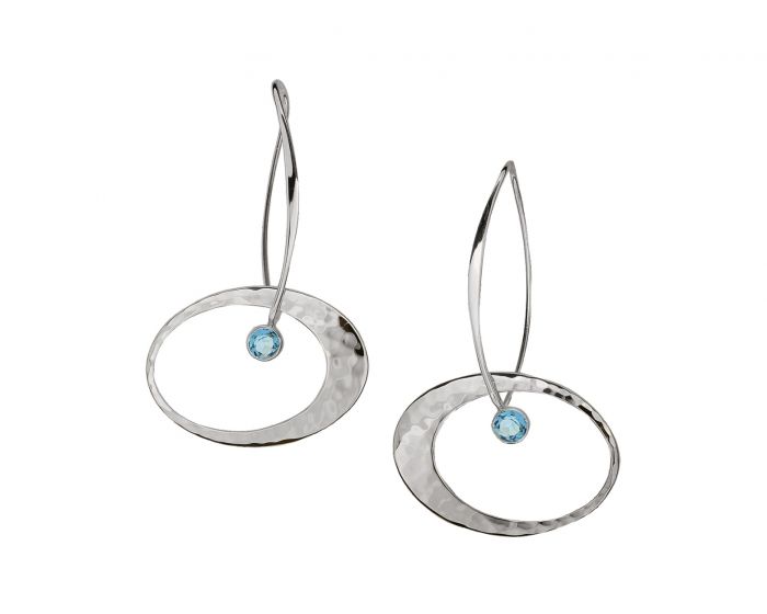 Ed Levin Sterling Silver Elliptical Elegance Gemstone Earrings
