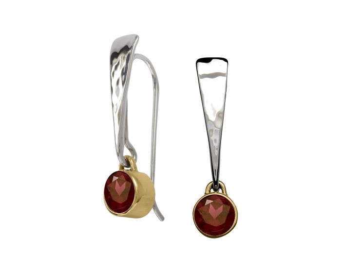 Ed Levin Sterling Silver and 14kt Gold Excitement Gemstone Earrings