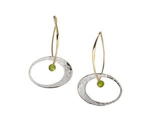 Ed Levin Sterling Silver and 14kt Gold Elliptical Elegance Gemstone Earrings