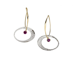 Ed Levin Sterling Silver and 14kt Gold Elliptical Elegance Gemstone Earrings