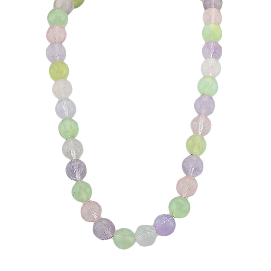 18" Rose Quartz, Amethyst & Prehnite Beaded Necklace