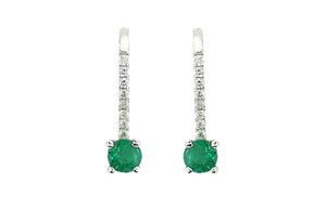 Emerald and Diamond 18kt White Gold Earrings