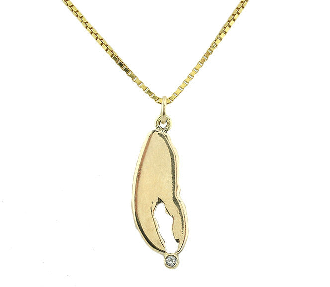 14kt Gold Lobster Claw With Diamond Pendant