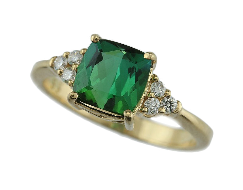 2.61CT Green Tourmaline and Diamond 14KT Gold Ring