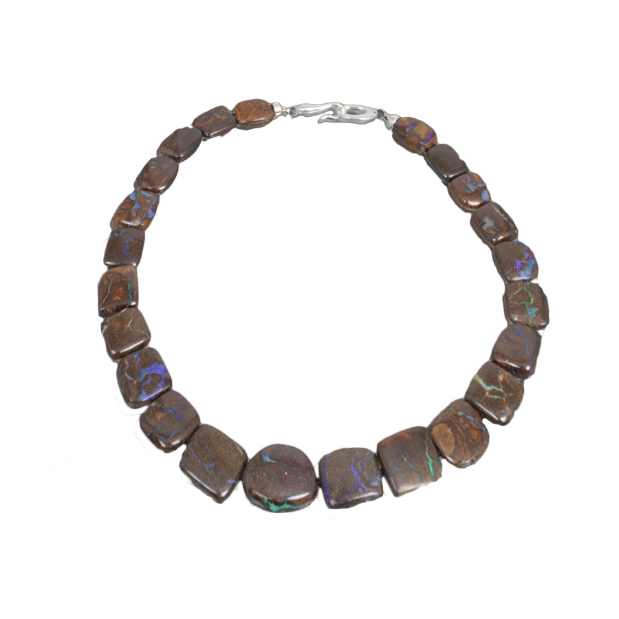 23" Boulder & Opal Sterling Silver Necklace