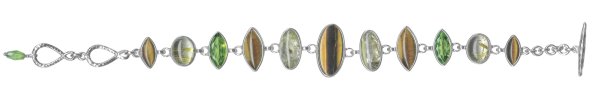 Peridot & Tigers Eye Sterling Silver Bracelet