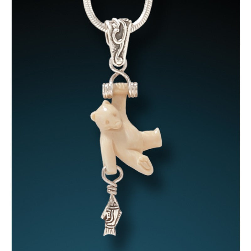 "First Catch" Ancient Fossilized Mammoth Tusk and Sterling Silver Pendant
