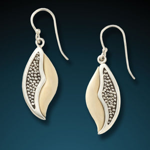 "SEED PODS" SILVER AND FOSSILIZED MAMMOTH SEED POD EARRINGS