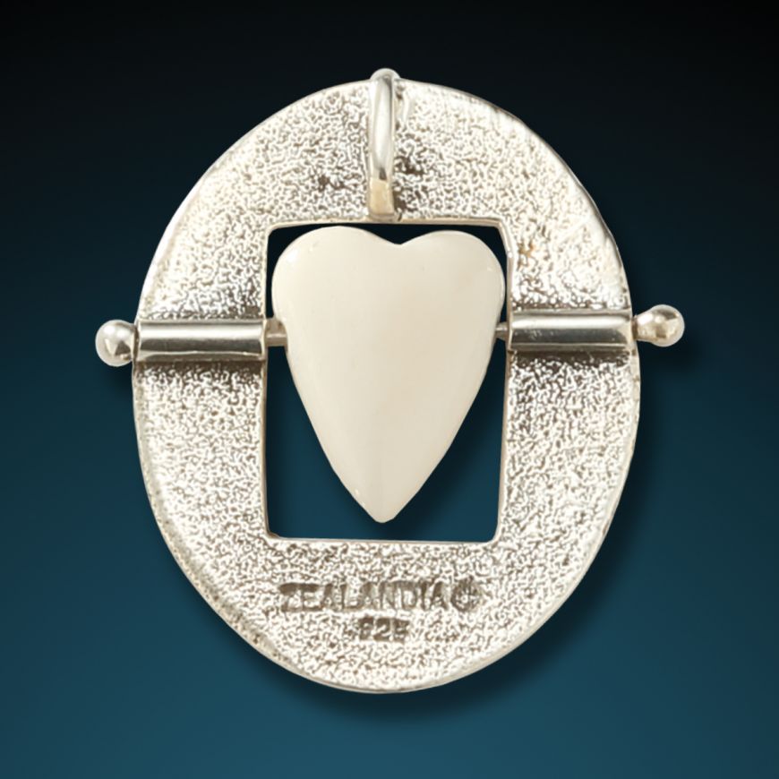 "OPEN YOUR HEART"  SILVER AND ANCIENT MAMMOTH IVORY HEART PENDANT