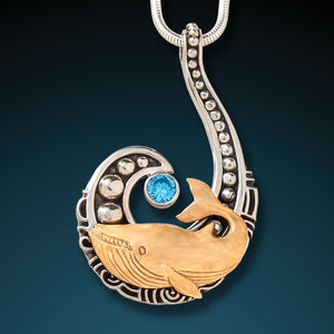 FOSSILIZED MAMMOTH TUSK BLUE WHALE PENDANT - BLUE WHALE