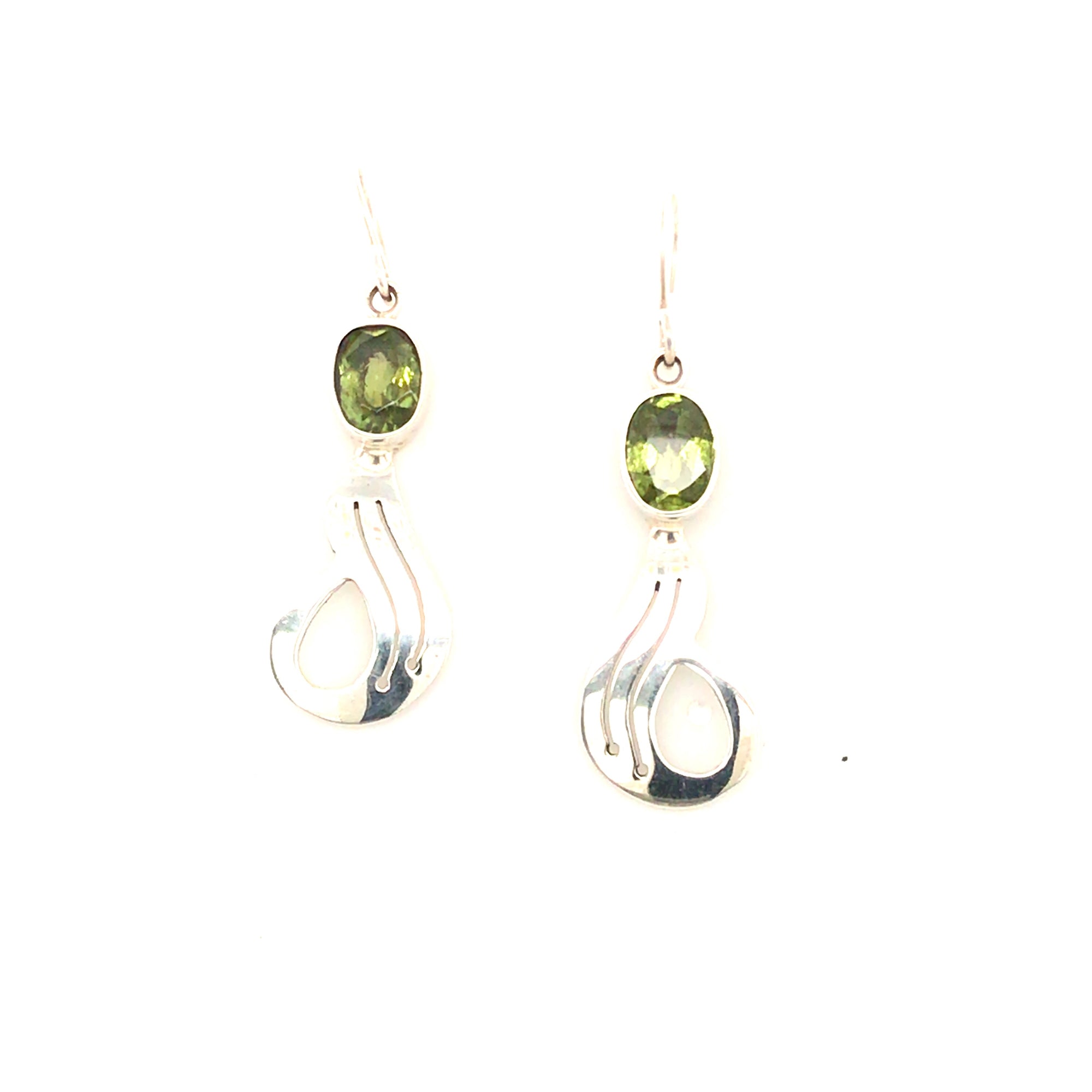 Sterling silver earrings with faceted peridot