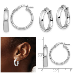 Leslie's 14K White Gold 4mm Polished Hoop Earrings