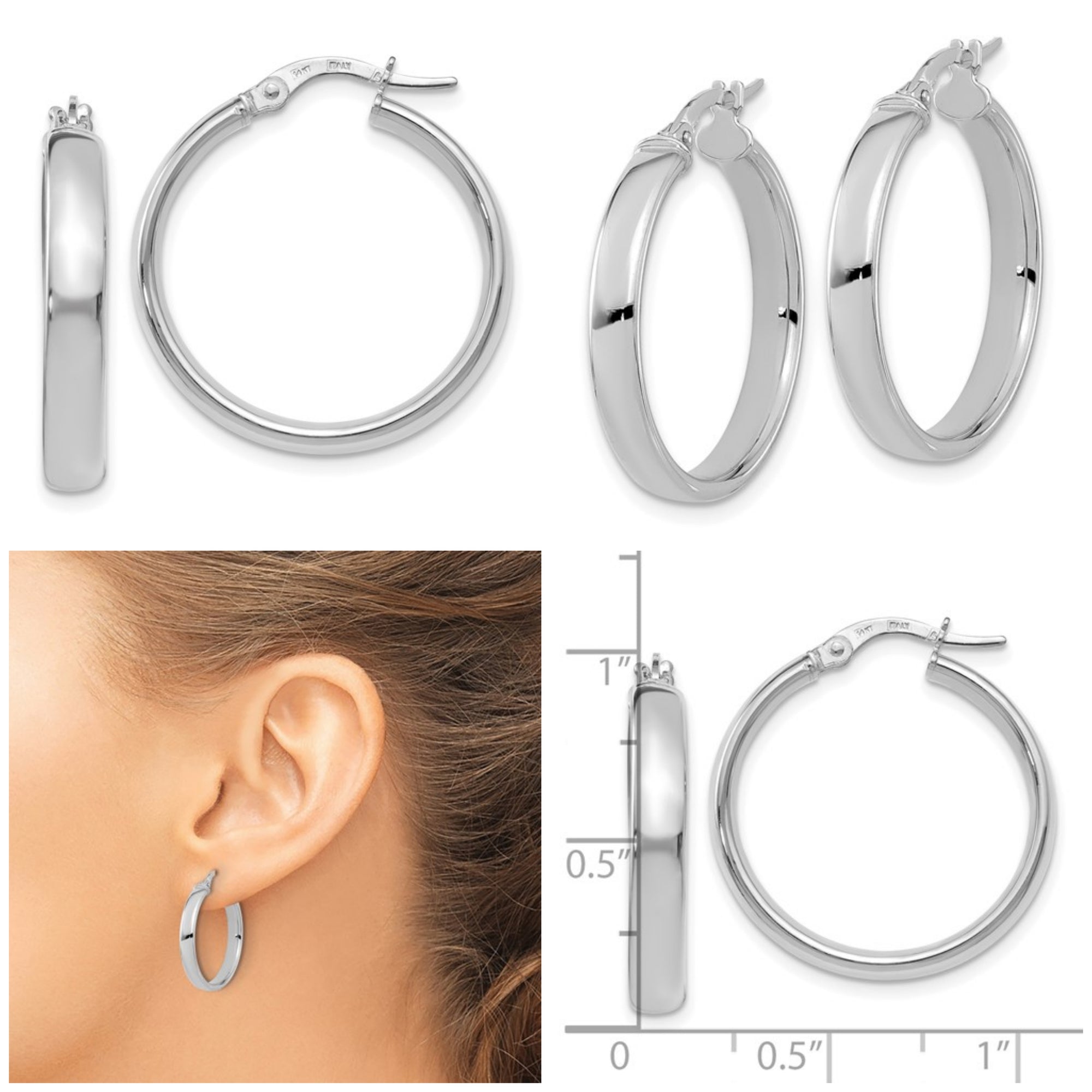 Leslie's 14K White Gold 4mm Polished Hoop Earrings