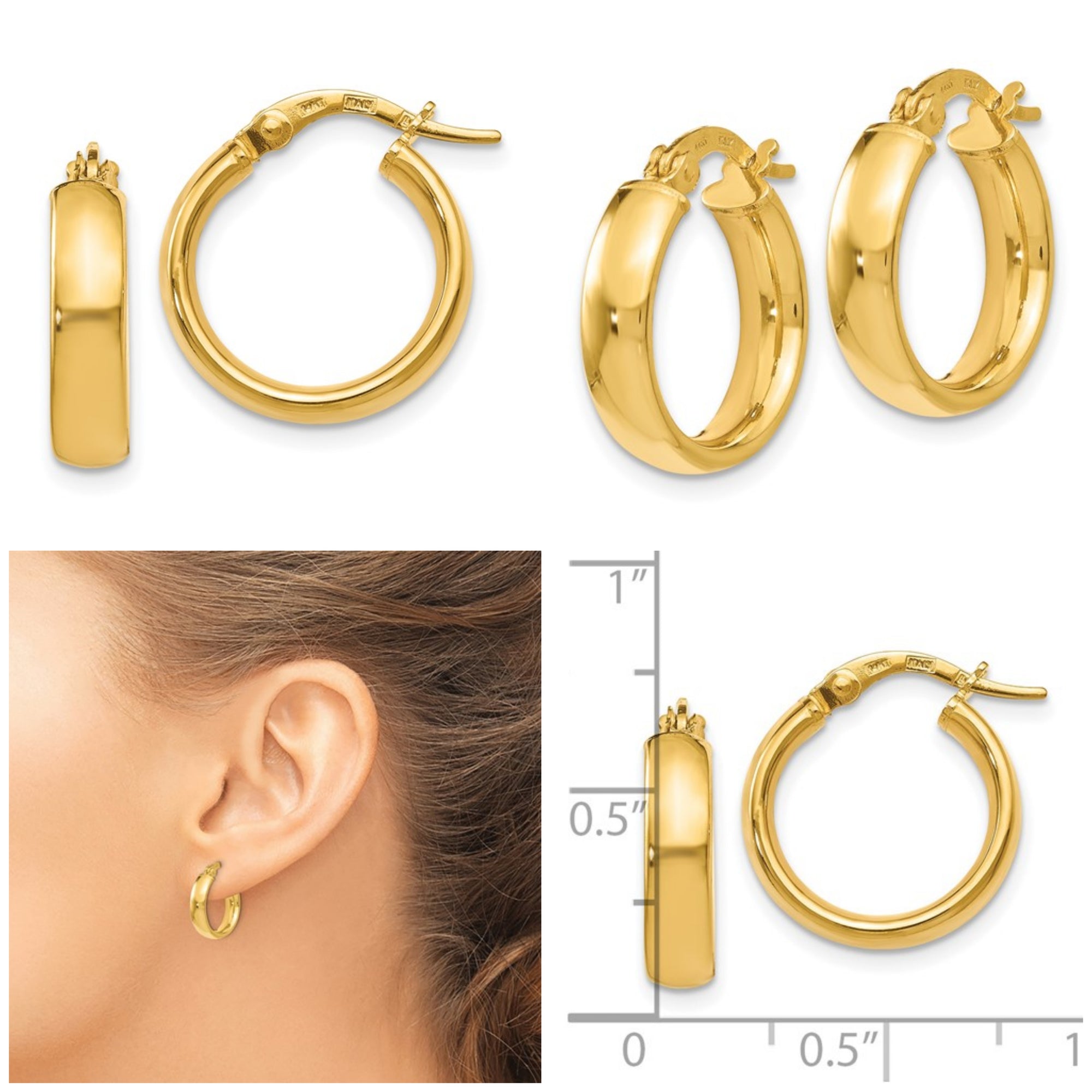 Leslie's 14K Gold 4mm Polished Hoop Earrings